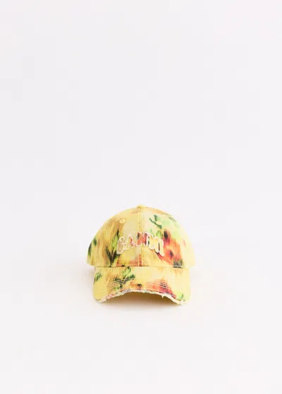 Ganni Patterned Hat In Yellow