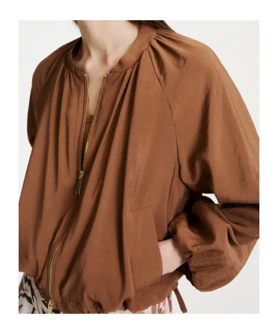 Marella Drawstring-hem Bomber Jacket In Brown