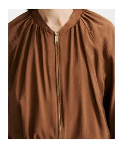 Marella Drawstring-hem Bomber Jacket In Brown