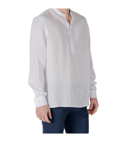 Antony Morato Band-collar Button-placket T-shirt In White