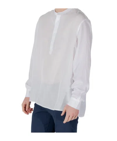 Antony Morato Band-collar Button-placket T-shirt In White