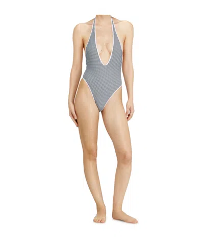 Diesel Allie-d-core Houndstooth Printed Swimsuit In Multi