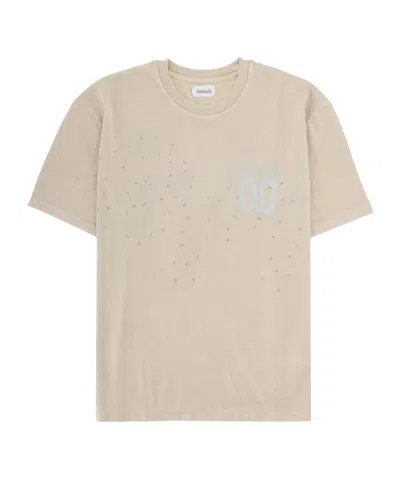 Amish Laser Print Distressed T-shirt In Neutral