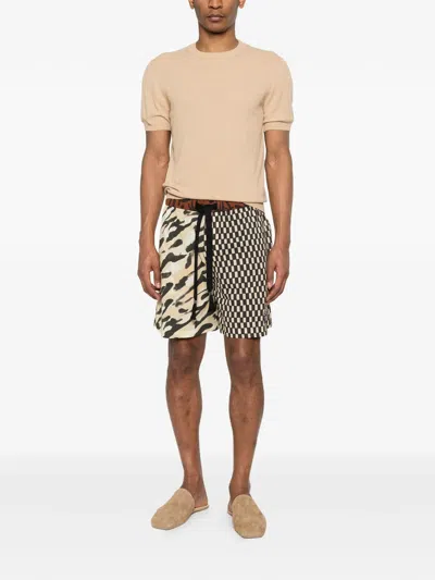 Nanushka Geometric-pattern Shorts In Brown