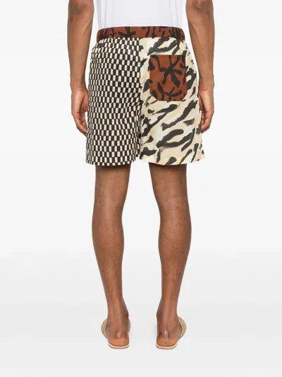 Nanushka Geometric-pattern Shorts In Brown