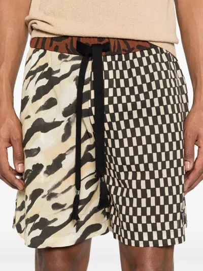 Nanushka Geometric-pattern Shorts In Brown
