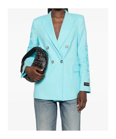 Ermanno Firenze Embroidered Double-breasted Blazer In Multi