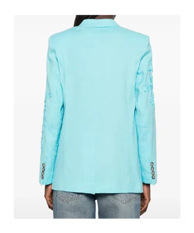 Ermanno Firenze Embroidered Double-breasted Blazer In Multi