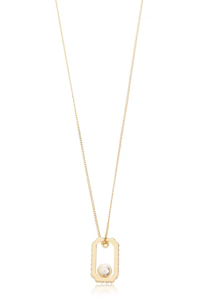 Allsaints Rectangular Pendant Necklace In Gold