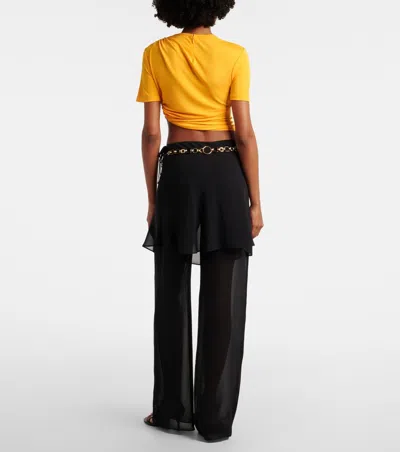 Christopher Esber Belted Silk Wide-leg Pants In Black