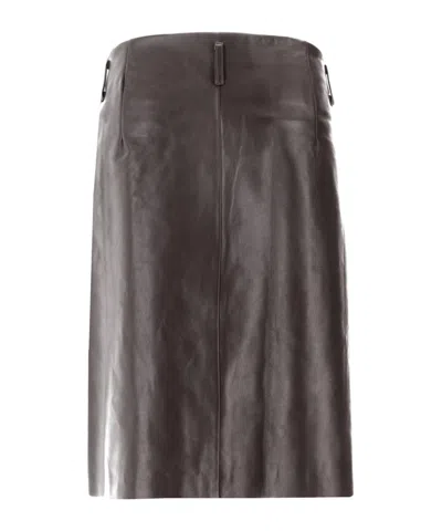 Niccolò Pasqualetti Patchwork Suede Skirt Panel Belt Loops In Brown