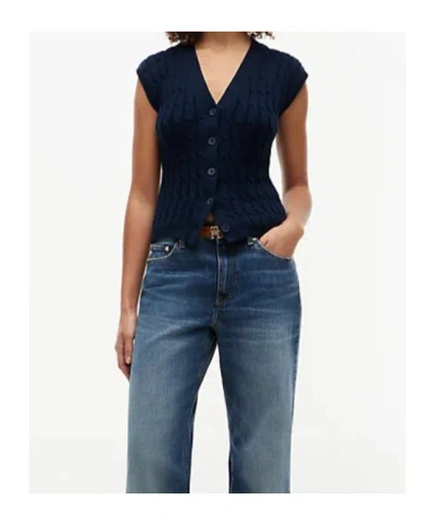 Tommy Hilfiger Cable-knit Sleeveless Cardigan In Blue
