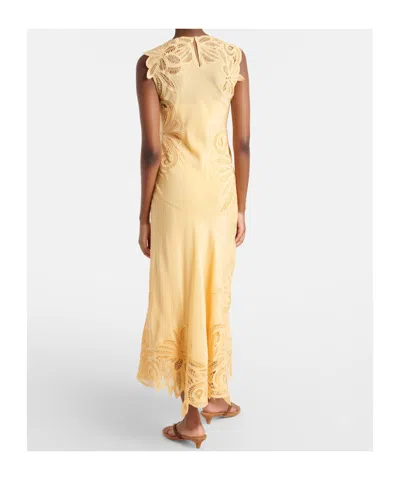 Ulla Johnson Idra Embroidered Silk Crepe De Chine Maxi Dress In Yellow