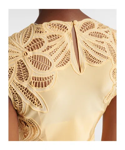 Ulla Johnson Idra Embroidered Silk Crepe De Chine Maxi Dress In Yellow