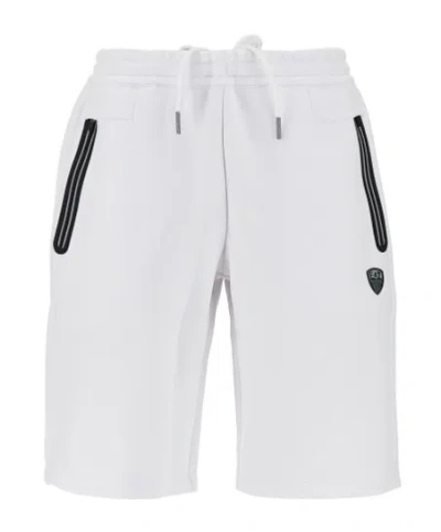 Ea7 Logo-patch Drawstring Shorts In White