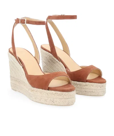 Castaã±er Brook Suede Wedge Espadrilles In Brown
