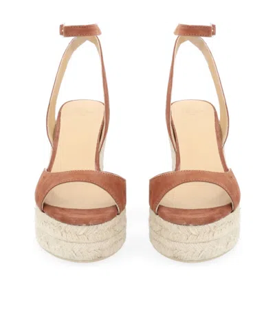 Castaã±er Brook Suede Wedge Espadrilles In Brown