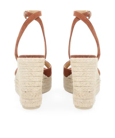 Castaã±er Brook Suede Wedge Espadrilles In Brown