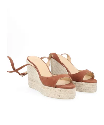 Castaã±er Brook Suede Wedge Espadrilles In Brown