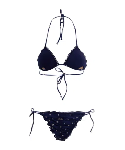 Mc2 Saint Barth Triangle Bikini Set In Blue