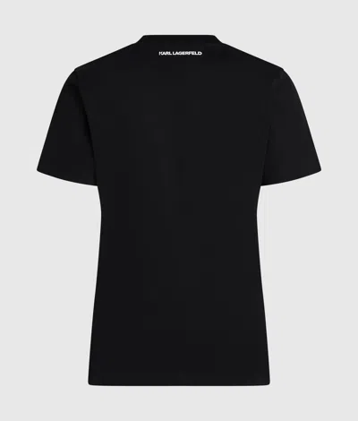 Karl Lagerfeld Illustrated Portrait T-shirt In Black
