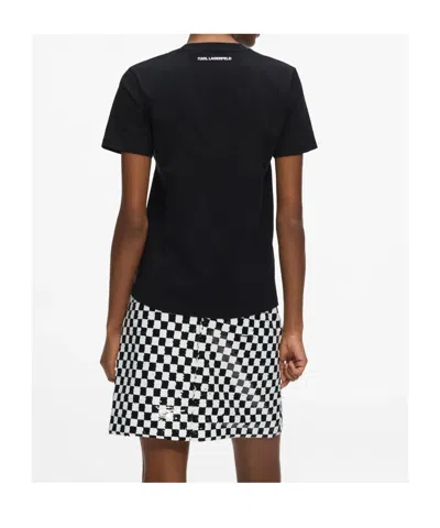 Karl Lagerfeld Illustrated Portrait T-shirt In Black