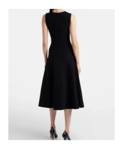 Oscar De La Renta Embroidered Foxglove Sleeveless Midi Dress In Black