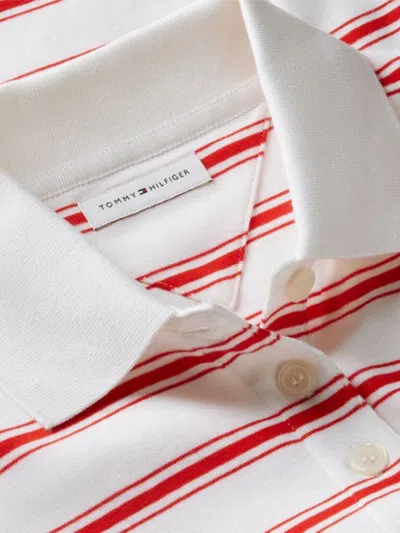 Tommy Hilfiger Relaxed Fit Heathered Stripe Polo In White