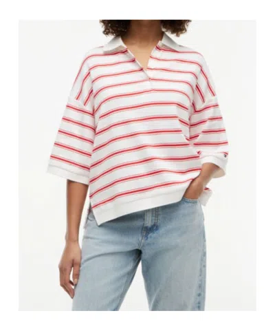 Tommy Hilfiger Relaxed Fit Heathered Stripe Polo In White