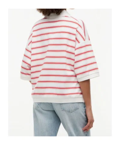 Tommy Hilfiger Relaxed Fit Heathered Stripe Polo In White