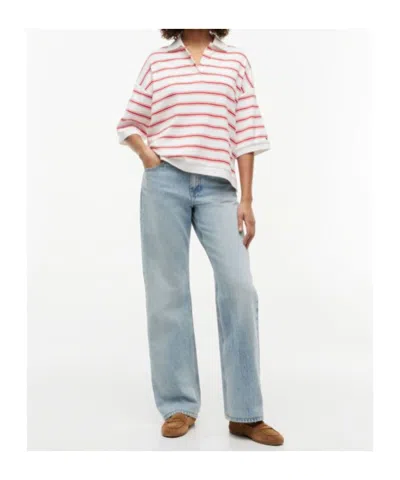 Tommy Hilfiger Relaxed Fit Heathered Stripe Polo In White