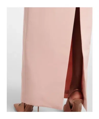 Oscar De La Renta Feather-trimmed Silk Faille Bustier Gown In Pink