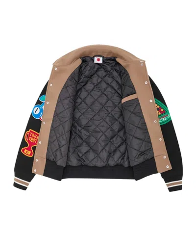 Icecream Collared Baseball Jacket In Brown