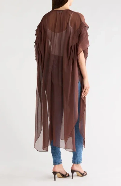 Bcbgeneration Solid Pleated Chiffon Duster In Brown