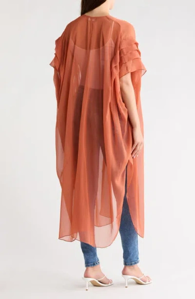 Bcbgeneration Solid Pleated Chiffon Duster In Brown