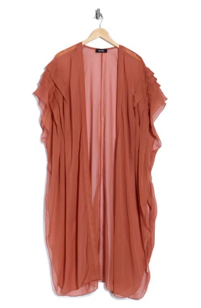 Bcbgeneration Solid Pleated Chiffon Duster In Brown