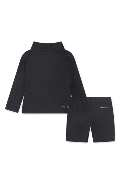 Nike Quarter Zip Pullover & Shorts Set In Black