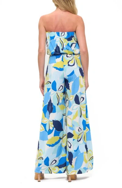 O.l. Printed Strapless Wide Leg Romper In Multi