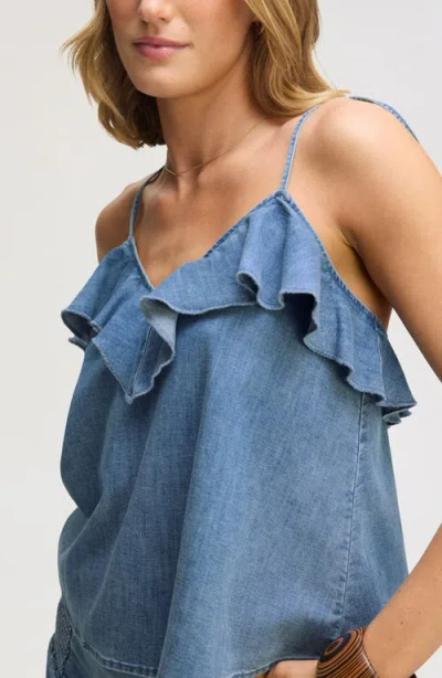 Sam Edelman Ruffle Tie Strap Camisole In Blue