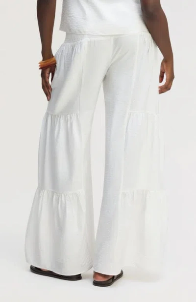 Sam Edelman Ruffled Hammered Satin Pants In White