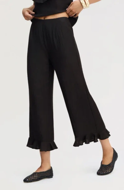 Sam Edelman Ruffle Hem Ankle Pants In Black