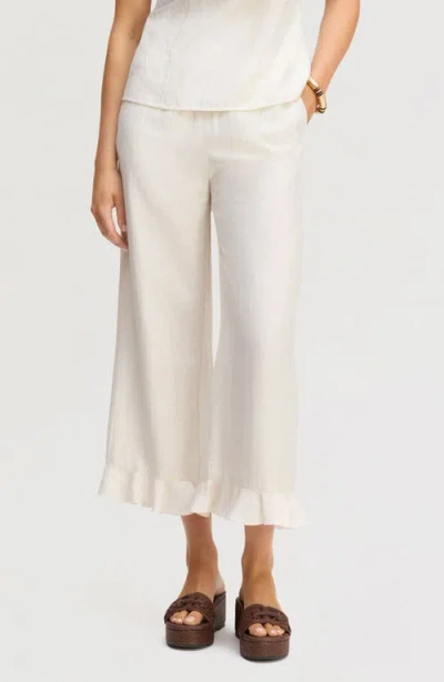 Sam Edelman Ruffle Hem Ankle Pants In White