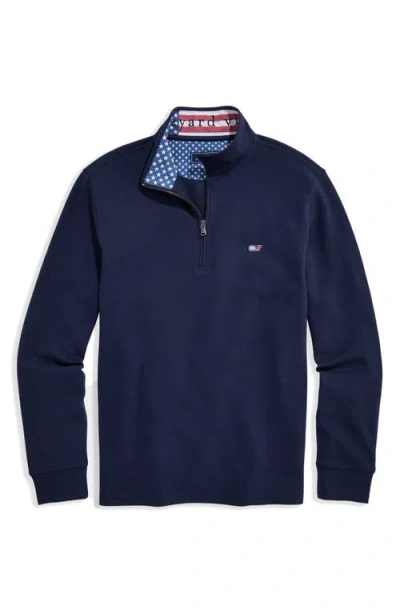 Vineyard Vines Saltwater Quater Zip Pullover In Blue