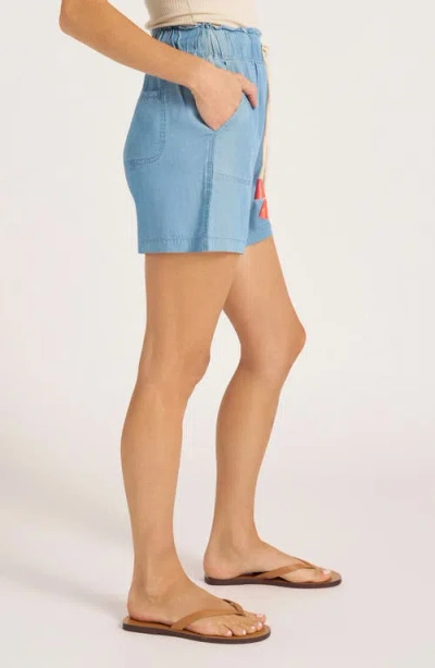 Matty M Mitzy Pull On Chambray Shorts In Blue
