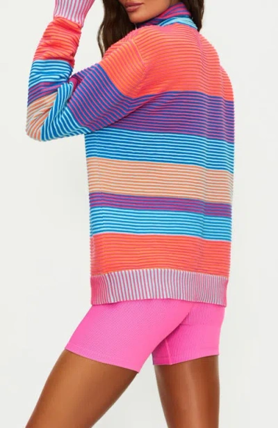 Beach Riot Lainey Stripe Half Zip Sweater In Multi