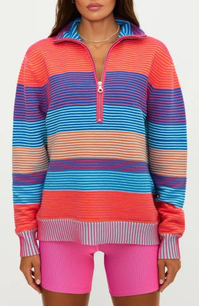 Beach Riot Lainey Stripe Half Zip Sweater In Multi
