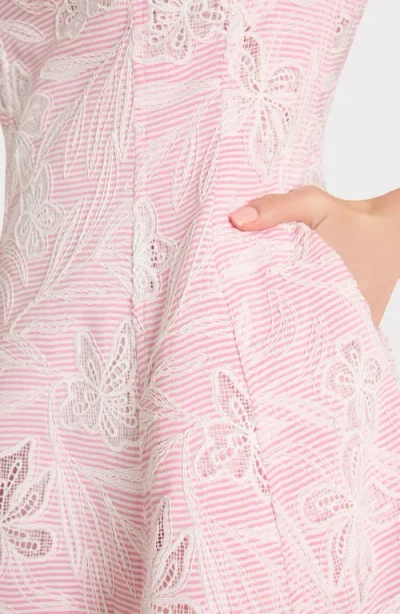 Milly Illy Poppy Embroidered Mini Dress In Pink