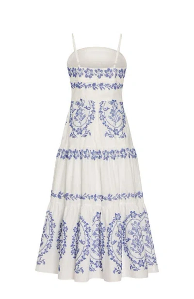 Milly Illy Lela Embroidered Midi Dress In White