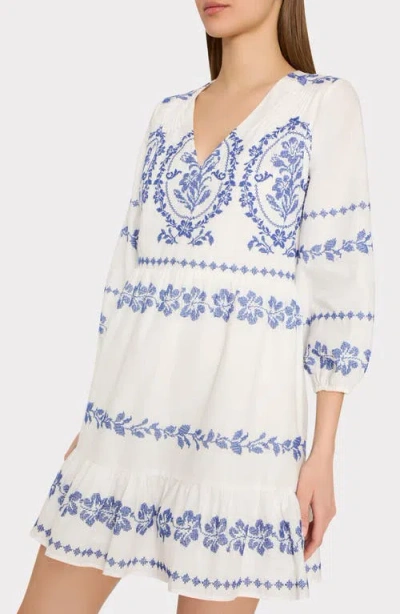 Milly Illy Lene Embroidered Mini Dress In Blue