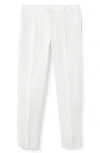 Mango Regular Fit Pleat Front Pants In White